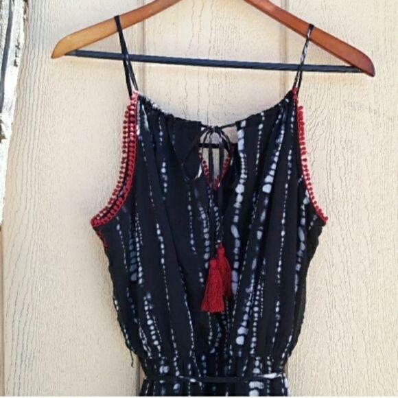 Knox Rose Gothic Witchy Maxi Dress Spaghetti Sheer Reptile Embroidered Blk Sz L - Picture 7 of 8